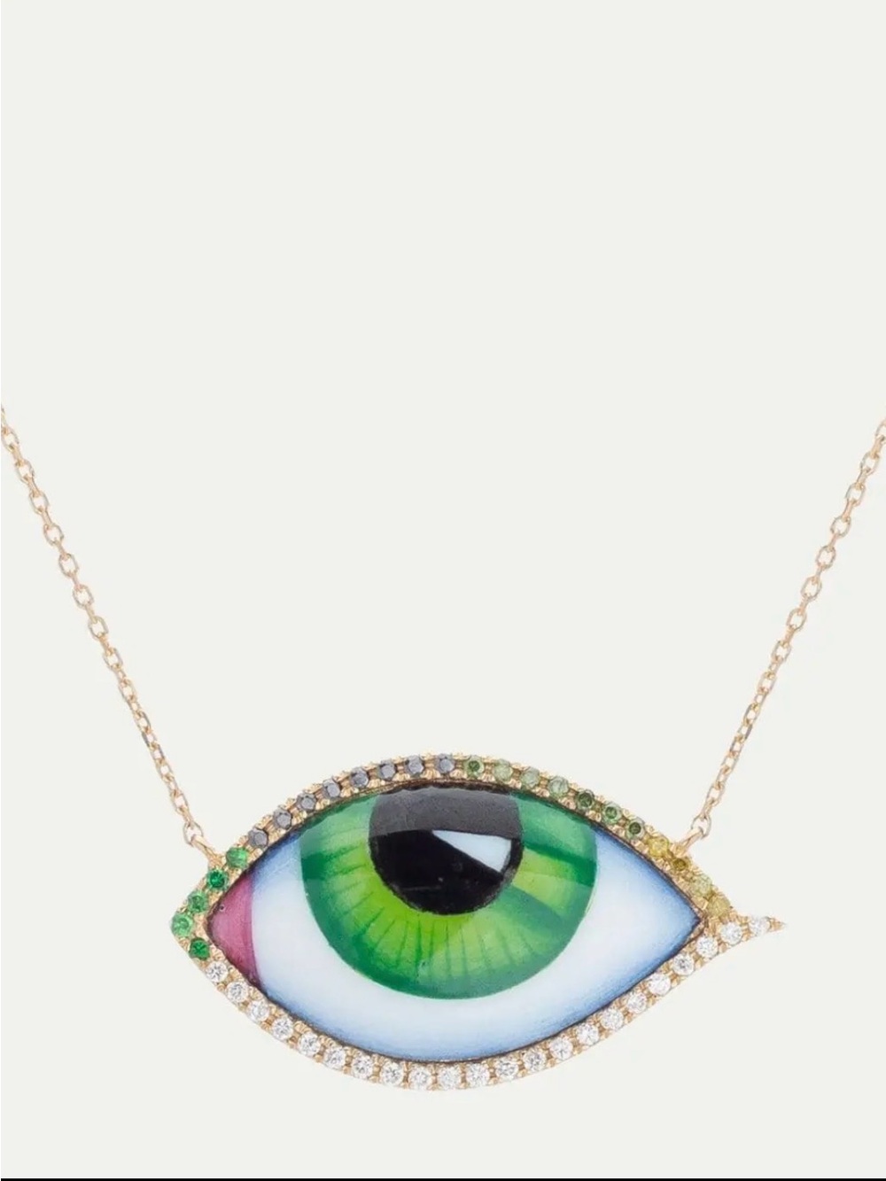 LITO 14k Yellow Diamond And Tsavorite Evil Eye Pendant